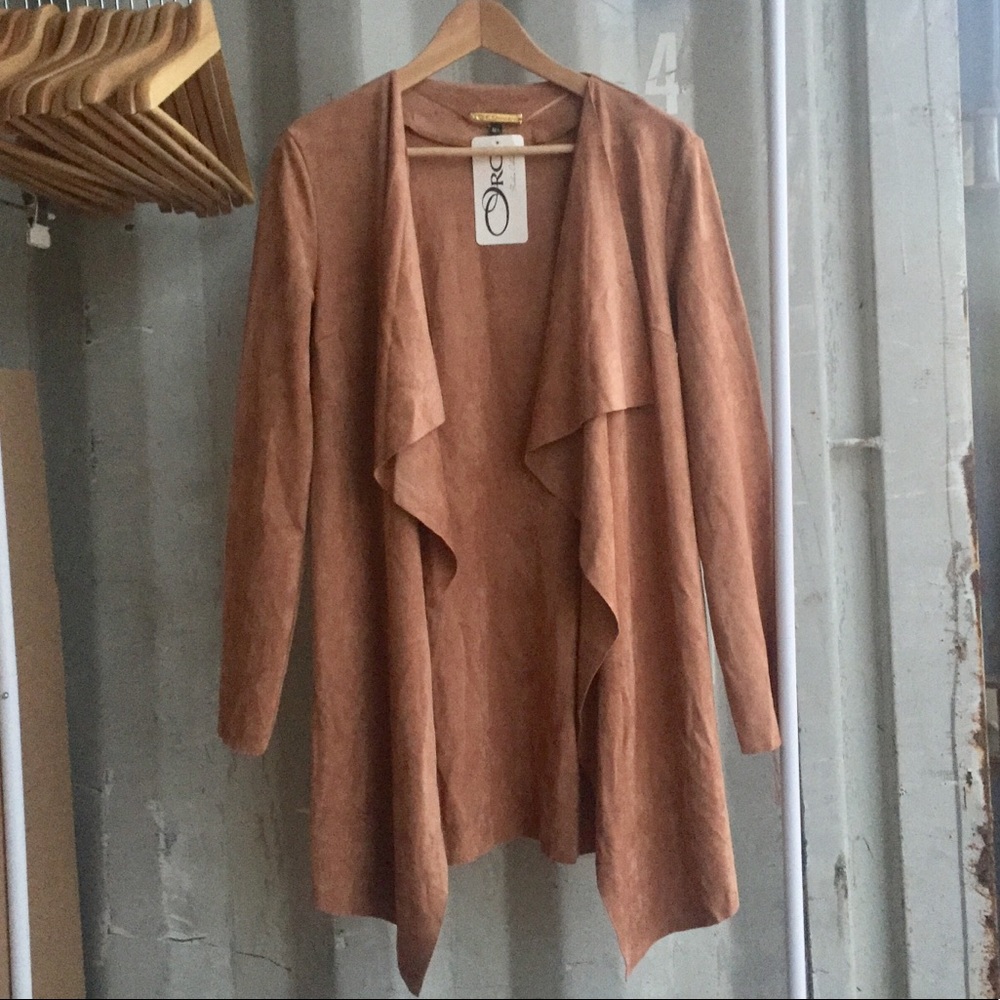 Origem open drape ultra-suede cardigan
